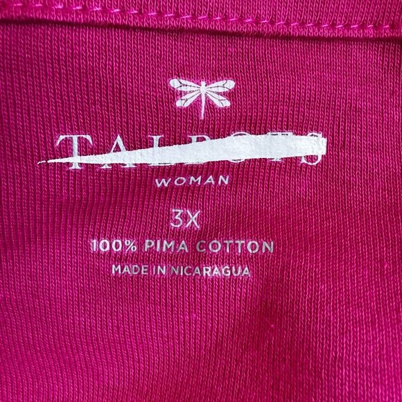 Talbots Woman Pima Cotton Magenta Knit Tunic Scoop Neck 3/4 Sleeve Hot Pink 3X - Picture 4 of 5